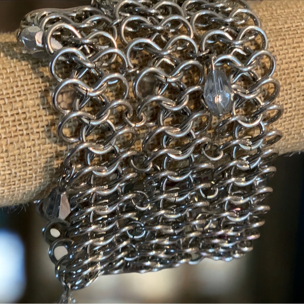 White House Black Market chainmaille bracelet with bead accents.